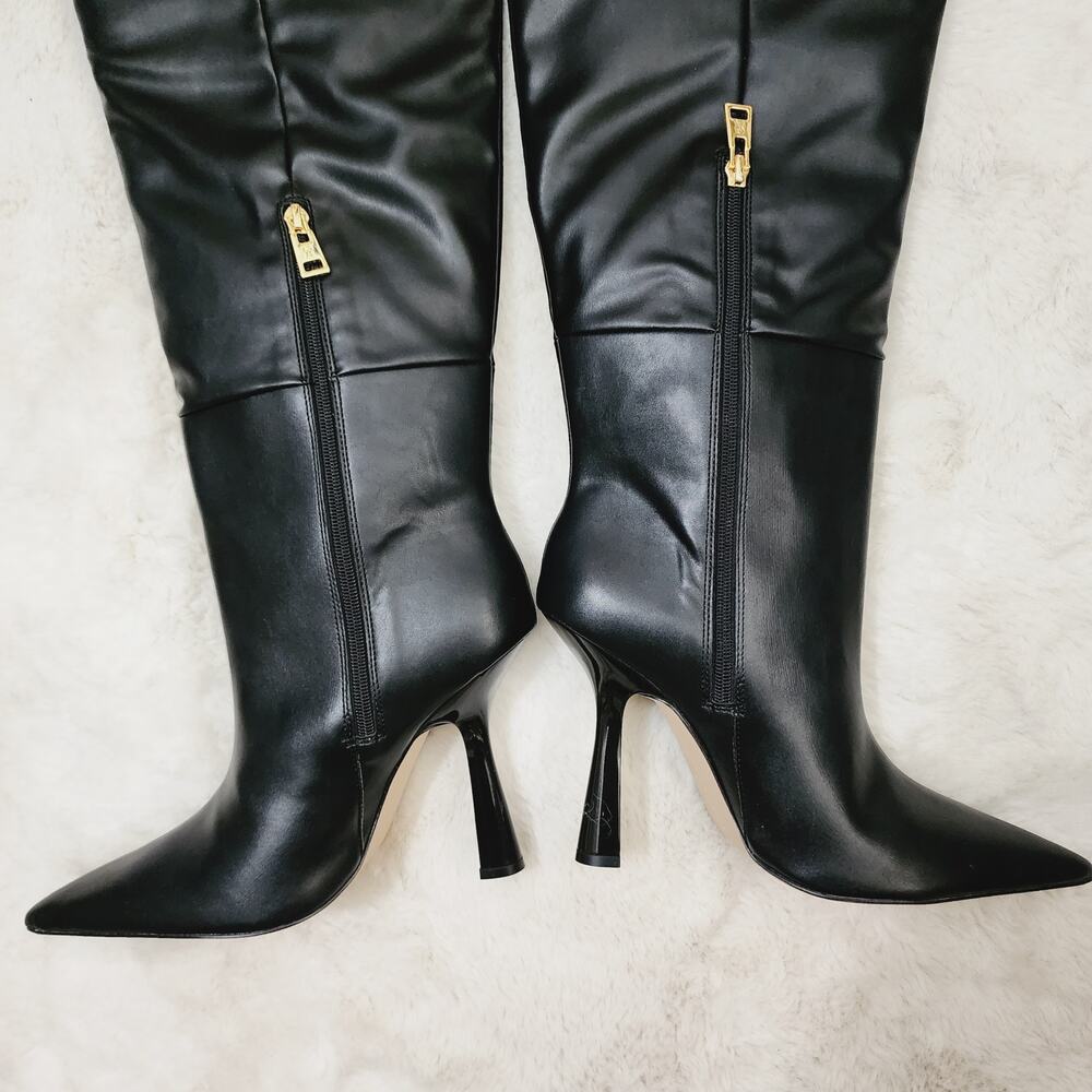 Good American Carla Black Faux Leather Over The Knee Slouchy Boots Women's 7.5 - Picture 6 of 9